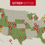 A map of Team Rubicon's COVID-19 response operations.